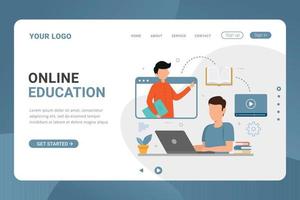 Landing page template online education platform design concept vector