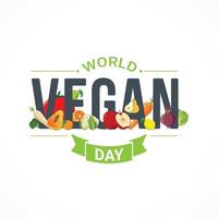 gráfico de vector de celebración de banner del día mundial del vegano