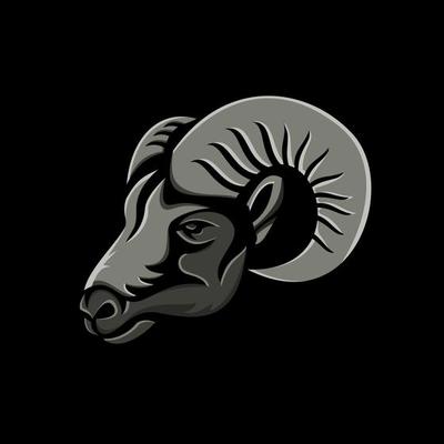 ram head metallic icon mascot