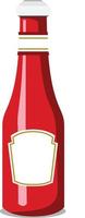 una botella de salsa de tomate roja con una etiqueta blanca