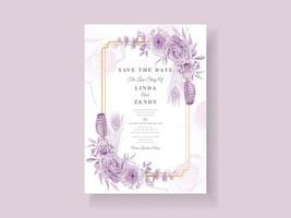 Purple floral wedding invitation template