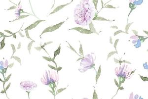 Seamless pattern purple flower with watercolor. Designed for fabric and wallpaper vintage style vector