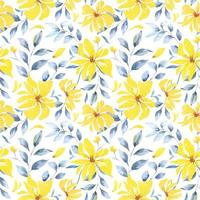 Seamless pattern of yellow wild flowers,sunflower,marigold pattern background painted with watercolors.Designed for fabric luxurious and wallpaper, vintage style. vector