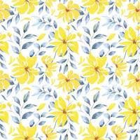 Seamless pattern of yellow wild flowers,sunflower,marigold pattern background painted with watercolors.Designed for fabric luxurious and wallpaper, vintage style. vector