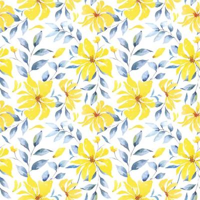 Seamless pattern of yellow wild flowers,sunflower,marigold pattern background painted with watercolors.Designed for fabric luxurious and wallpaper, vintage style.