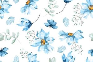 seamless pattern flower with watercolor 10 vector