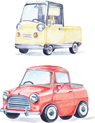 Antique truck painted with watercolors 2