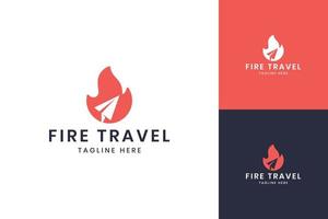 fire travel negative space logo design vector