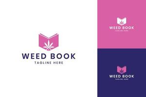 cannabis book negative space logo design vector
