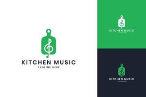 diseño de logotipo de espacio negativo de música de cocina vector
