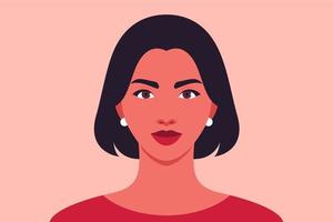 Portrait of a beautiful young woman with short hair vector