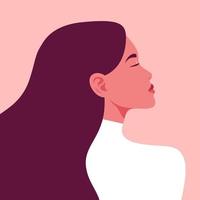 A cute girl s profile Royalty Free Vector Image