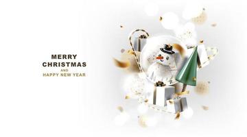 Merry Christmas and happy new year banner with decoration for christmas festival.