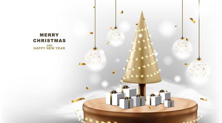 Merry Christmas and happy new year banner with decoration for christmas festival.