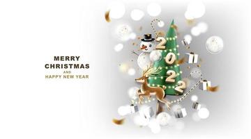 Merry Christmas and happy new year banner with decoration for christmas festival. vector