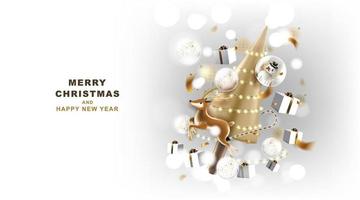 Merry Christmas and happy new year banner with decoration for christmas festival.