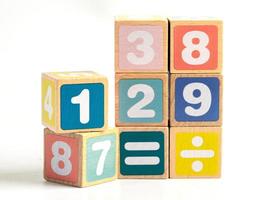 Math number colorful on white background, education study mathematics learning teach concept. photo