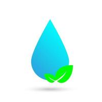 gota de agua con hojas logo vector icono ilustración, concepto ecológico