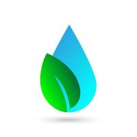 Icono de vector plano de gota de agua y hoja de árbol, concepto ecológico