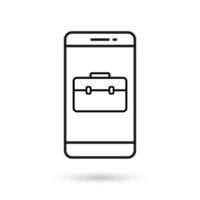 Mobile phone flat design with business case icon. vector