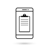 Mobile phone flat design with clipboard icon. vector