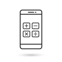 Mobile phone flat design with calculator buttons icon. vector