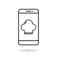 Mobile phone flat design with chefs hat icon. vector