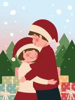 Christmas cards template with couple vector
