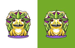 Illustration frog with cannabis concept design vector