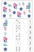 Mermaids. Worksheet for teaching mathematics and numeracy. Vector. vector