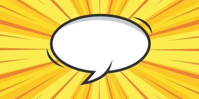 Blank speech bubble comic book, pop art with halftone on yellow background