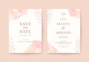 Wedding invitation template with beautiful watercolor background vector