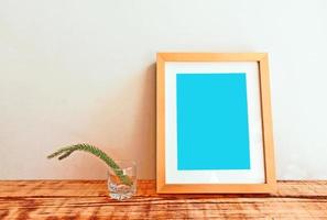 Wooden Frame Mockups with wooden background photo