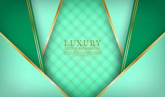 Abstract 3D green luxury background overlap layers on dark space with golden lines effect decoration. Modern template element future style concept for flyer, card, cover, brochure, or landing page vector