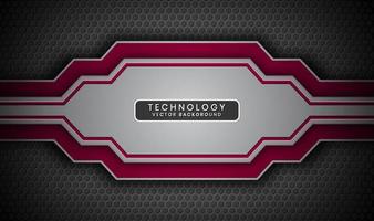 Abstract 3D silver and red technology background overlap layers on dark space with metallic lines decoration. Modern template element future style concept for flyer, banner, brochure, or landing page vector