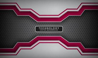 Abstract 3D silver and red technology background overlap layers on dark space with metallic lines decoration. Modern template element future style concept for flyer, banner, brochure, or landing page vector