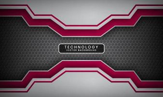 Abstract 3D silver and red technology background overlap layers on dark space with metallic lines decoration. Modern template element future style concept for flyer, banner, brochure, or landing page vector