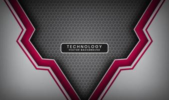 Abstract 3D silver and red technology background overlap layers on dark space with metallic lines decoration. Modern template element future style concept for flyer, banner, brochure, or landing page vector