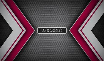 Abstract 3D silver and red technology background overlap layers on dark space with metallic lines decoration. Modern template element future style concept for flyer, banner, brochure, or landing page vector