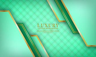 Abstract 3D green luxury background overlap layers on dark space with golden lines effect decoration. Modern template element future style concept for flyer, card, cover, brochure, or landing page vector