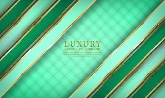 Abstract 3D green luxury background overlap layers on dark space with golden lines effect decoration. Modern template element future style concept for flyer, card, cover, brochure, or landing page vector