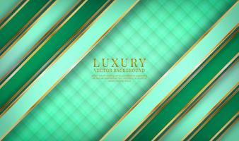 Abstract 3D green luxury background overlap layers on dark space with golden lines effect decoration. Modern template element future style concept for flyer, card, cover, brochure, or landing page vector