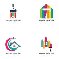 Home painting decoration and repair service of multi color icons. vector logo  label emblem design.concept for home decoration building house construction and coloring