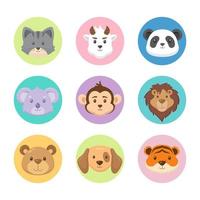 Flat Lovely Animal Avatar Collection vector