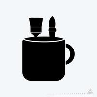 vector icono de taza con herramientas de diseño - estilo negro