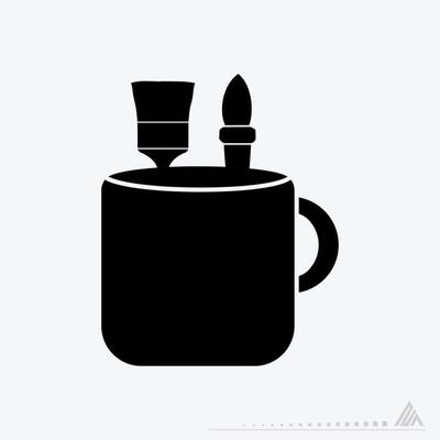 Icon Vector of Mug with Design Tools - Black Style