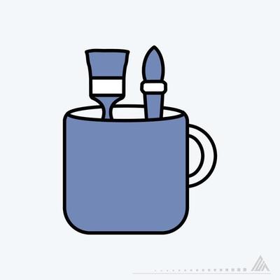 Icon Vector of Mug with Design Tools - Dark Blue Style