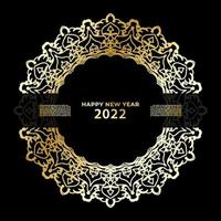 Happy new year banner or card template with luxury mandala vector