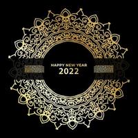 Happy new year banner or card template with luxury mandala vector