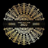 Happy new year banner or card template with luxury mandala vector